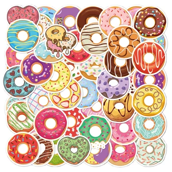 10/30/50pcs Bonito dos desenhos animados Coloridos Donuts Adesivos Laptop de Bagagem Scrapbook Telefone Bicicleta Grafite Papelaria Adesivo Decalque Garoto de Brinquedo