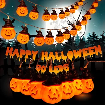 Bateria Operado 10/20/40 DIODO emissor de Halloween 3D Abóbora seqüência de luzes Decoração de Halloween Lanternas, Luzes de Dia de Todos os Santos