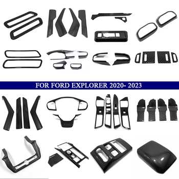 Acessórios do carro para Ford Explorer 2020 2021 2022 2023 ABS com Fibra de Carbono Interior Kit Dashboard do Console de Decoração de Capa de Guarnição