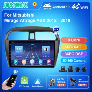 JUSTNAVI Rádio do Carro Mitsubishi Mirage Attrage ASX 2012-2018 mais novo Android 10.0 Vídeo Player Multimídia GPS de Navegação Automática