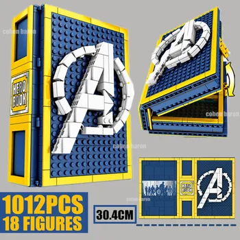 1012PCS 18 Figuras Marvel Avengers Figuras de Homem de Ferro, homem-Aranha Coleção de Livro de Capitão América Construção de Bloco de Tijolo Garoto Presente Brinquedo