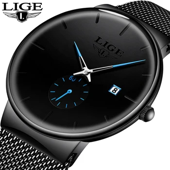LIGE Relógio de Quartzo de Mulheres Para Homens Relógio Marca de Topo Luxo Design Exclusivo Relógios de Moda Unissex Ultra Fino Relógio de Pulso Para Homem