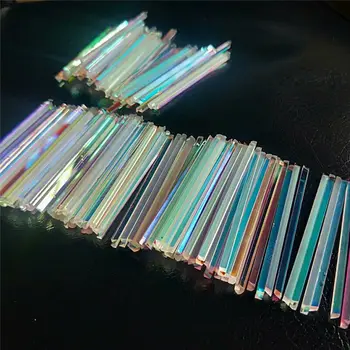 30pcs com Defeito Óptico Longo de Prisma de Vidro 7,2 cm de Comprimento Colorido Artesanato Decorativo Prisma do arco-íris Tira Prisma