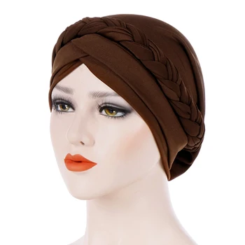 Mulheres Lenço De Cabeça Nó Muçulmano Trança Câncer De Quimio Elástico Casual, Acessórios De Cabelo Trecho De Moda Macio Turbante Hat Cap Envoltório