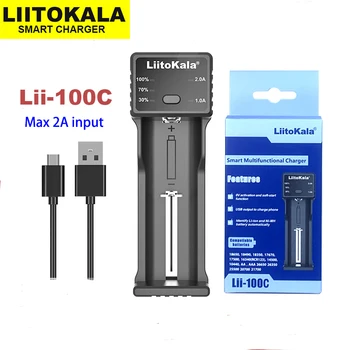 LiitoKala Lii-100C Inteligente Universal Carregador de Bateria Para 3,7 V 18650 21700 26650 1,2 V AA AAA NiMH C 2A Carga Rápida Saída USB