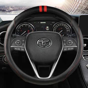 Couro do PLUTÔNIO de Carro Cobertura de Volante 38cm Para Toyota Avensis Avensis Yaris Rav4 Hilux Auris 2015 Camry CH-R 2021 Auto Acessórios