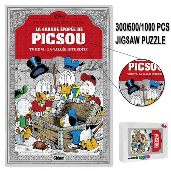 Disney Picsou Quadrinhos do Pato Donald Jigsaw Puzzle 300/500/1000 PCS Quebra-cabeça de Papel dos desenhos animados de Brinquedos Educativos, a Família de Dom Jogo Hobbies