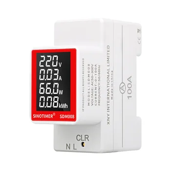 SDM008 Eletricidade, Medidor Digital de Energia Voltímetro Amperímetro Watt kWh Repor o Consumo de Energia Wattmeter Monitor CA 50V-300V