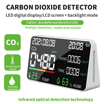 Multifuncional Digital de CO2 Metros Monitor de Temperatura e Umidade Testador de Dióxido de Carbono Detector Rápida da Qualidade do Ar Analisador de Monitores
