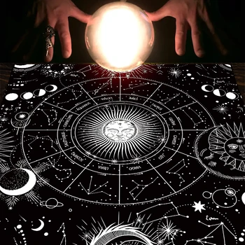 Sol Lua Bruxaria, Adivinhação do Tarot Pano de Parede Tapeçaria de tarô toalha de mesa Magik Misterioso Constelação Lenço Altar de Tarô Pano