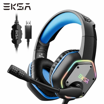 EKSA E1000 Jogos Fones de ouvido Com Cancelamento de Ruído de Microfone RGB Luz de Som Surround 7.1 com Fio Fone de ouvido para Jogos Gamer Para PC, PS4