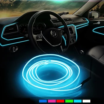 EL Fio de Carro de Néon do DIODO emissor de Luz de Tira Decoração do painel de bordo de Luz Ambiente Para Audi A3 A4 A5 A6 A7 A8 B6 B7 B8 C5 C6 TT Q3 Q5 Q7 S3 S4