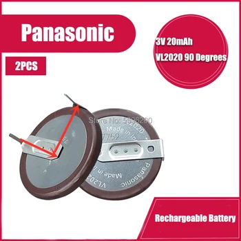 2PCS/lote 100% Original da Panasonic VL2020 2020 Bateria Recarregável para a chave do carro remoto Bateria de Botão com 90 graus pinos