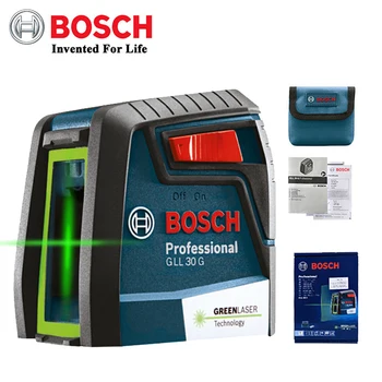 Bosch GLL30G Nível Laser de Alta Precisão Luz Verde de Duas linhas de Instrumento Horizontal E Vertical Indoor Ou ao ar livre Auto Nivelamento