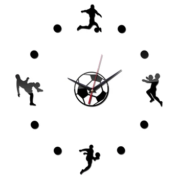 Parede de Quartzo Relógios de Estilo Moderno de Futebol de Decoração de Casa de Relógios para a Sala de DIY Espelho de Material Acrílico Adesivo