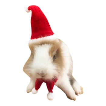 Pequenos Animais de Estimação Chapéu de Papai Noel Coelho, Hamster cobaia Ratos Festival Traje de Natal Cap com a Banda Pet Products