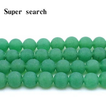 Verde fosco grânulos de Pedra Natural aventurina 4~12 mm Redonda bola Solta esferas Espaçador para DIY jóia Colar pulseira de Fazer
