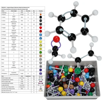 Molecular Modelo Orgânico /inorgânico Estrutura Kits Adequados para o ensino médio, Estudantes Universitários Professores Diy Brinquedos de Construção 267pcs