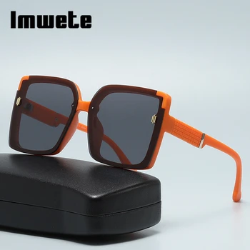 Imwete Praça grandes Óculos de sol feminino masculino da Marca de Luxo Designer Vintage Gradiente de Óculos de Sol Grande Armação de Óculos UV400