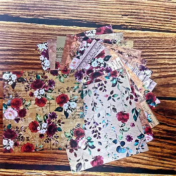 6-polegadas Retro Rose Tema DIY Álbum de Fotos Scrapbook Mão de Conta de Fundo de Papel Cartão que faz de um Único Lado 12 Padrões de