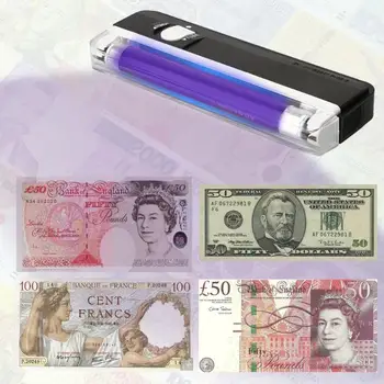 2 in1 de Mão de UV do Diodo emissor de Luz Tocha Lâmpada Contrafacção de Moeda Detector de Dinheiro Falso Notas de Passaportes Verificador de Segurança