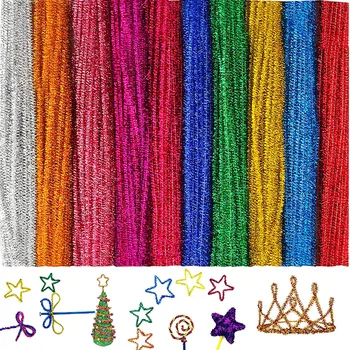 100Pcs Glitter Chenille Hastes de Limpadores de Cachimbo Multicolor Chenille Limpadores de DIY Projetos de Artesanato DIY Crianças Fuzzy Varas de Artesanato