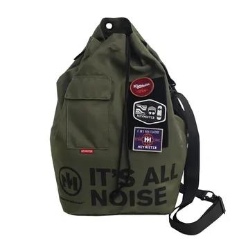 De HOOk&LOOP DIY mochila de moda bolsa de ombro saco de drawstring ins street style hip-hop mochila de viagem