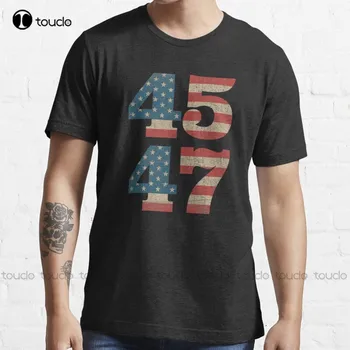 Novo 45 47 Trump 2024 Vintage Eua Bandeira Americana T-Shirt de Algodão T-Shirt ginásio camisas Personalizadas aldult Teen moda unissex engraçado novo