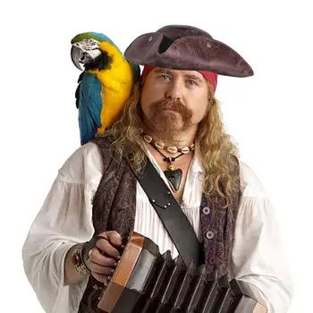 Pirata Peruca, Chapéu De Pirata Rústico Tricorn Marrom Antigos Piratas Do Chapéu Para Adultos Halloween Chapéu De Festa Cosplay Traje Do Capitão Jack