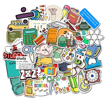 50pcs de materiais Escolares Doodle Adesivos Kawaii PVC Impermeável Etiquetas Adesivas para Crianças DIY Scrapbooking Fotos do Diário de Álbuns