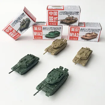 4PCS/Set 4D Areia Tabela Tanques de Plástico Chinês 99A desfile tanque EUA M1A2 Tan k 1:144 Escala Modelo Acabado de Brinquedo