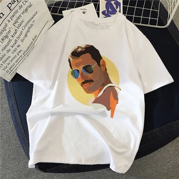 Top de verão Tees 90 Gráfico de Rock Feminino de Freddie Mercury do Queen Banda T-Shirt das Mulheres Harajuku Vintage T-shirt de Roupas Femininas