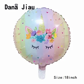 Dana Jiau de 18 polegadas de olho unicórnio folha de Alumínio Balão de Festa de Aniversário, Decorações de crianças brinquedo fontes de Casamento, chá de Bebê flor