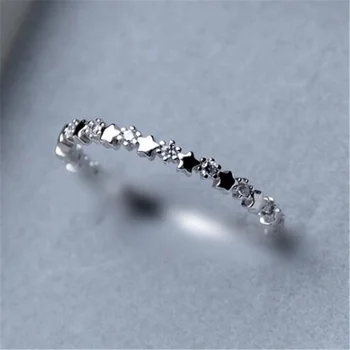 Novas Simples Cristal Brilhante Estrela Anel de Dedo a aliança de Casamento Promessa de Anéis de Noivado da Mulher Moda Jóias