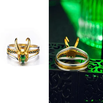 2021 Tendência Loki Anéis de Thor, Loki Capacete Conjunto de Anéis de Filme de super-Herói Anel dos Homens Conjunto Único de Zircão Dedo Acessórios, Jóias de Punk