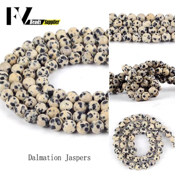 Natural Dalmation Jaspers Pedra bolinhas para Fazer Jóias 4mm-12mm Gem Espaçador Esferas de Diy Mulheres Jóias Acessórios 15inch