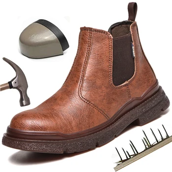Indestrutível Botas De Segurança Homens À Prova De Água Sapatos De Trabalho Chelsea Botas De Aço Do Dedo Do Pé De Botas De Segurança Do Trabalho Faísca Prova Soldador Sapatos De Homens 46