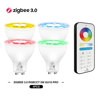 Gledopto Zigbee 3.0 Dimmable Smart Pro 5W GU10 CONDUZIU o Bulbo do Projector de 30 Graus de Ângulo de Feixe Com APP/Voz/RF Controle Remoto