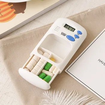 Portátil Mini Pílula Lembrete de Drogas Alarme do Temporizador Caixa Eletrônico do Organizador Display LED Relógio Despertador Lembrar de Pequeno Kit de Primeiros Socorros