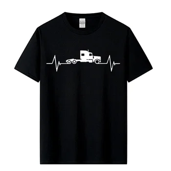 Motorista De Caminhão Pulsação Do Amor T-Shirt Caras Chegada Simples Camisetas T-Shirt Casual Homens De Manga Curta Clube Papai Superior Motorista De Caminhão
