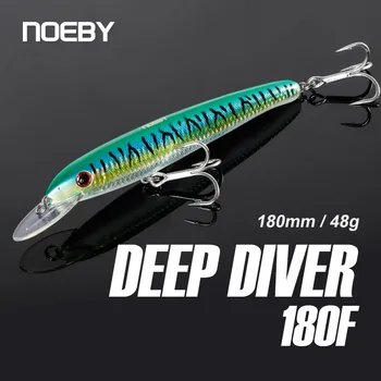 Noeby Trolling Atrair 180mm 48g Flutuante Minnow Deep Diver Iscas de Pesca Grande Elenco Trolling Rígido Iscas para a Pesca de Atum