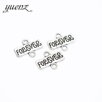 YuenZ 25pcs Venda Quente de Prata Banhado Antiga Alfabeto para Sempre Pingentes de Charme para o Bracelete da Jóia de Acessórios, Fazendo 17*13mm S226
