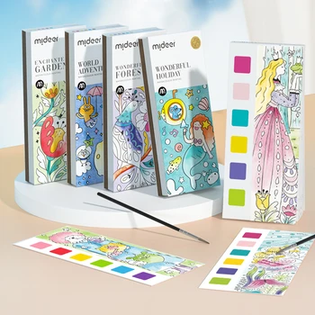 Mideer Livros de Colorir 20Page Papel de Aguarela Marcador Com o Pincel do Artista Conjunto de ferramentas Para Adultos Guache Arte de Pintura de Suprimentos