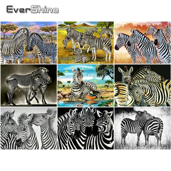 EverShine 5D Completo a Praça do Diamante Pintura Zebra Ponto de Cruz, Bordado de Diamante Esferas Imagem Strass Animais de Arte Hobby Presente