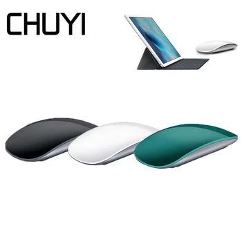 CHUYI Bluetooth Magic Mouse Para Macbook sem Fio, Silencioso Recarregável Laser Computador Mause Arc Touch PC Ratos Para a Apple, Microsoft