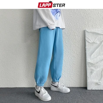 LAPPSTER Homens Sólido Streetwear Calças de Suor De 2021 Outono Mens Hip Hop Corredores Calças Macacão Masculino Preto Modas Bolsos de Calças