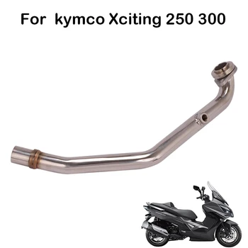 Para Kymco Xciting 250 300 2016-2019 De Exaustão Da Motocicleta Da Frente Do Tubo Da Tubulação De Deslizamento Na Ligação Original Silenciador Em Aço Inoxidável