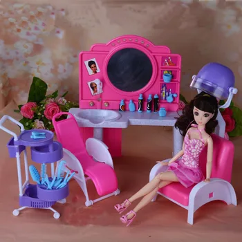 Original para a barbie princesa de cabeleireiro salão de cabeleireiro, loja de mobiliário de casa de boneca jogar conjunto de 1/6 bjd boneca acessórios de brinquedos de presente
