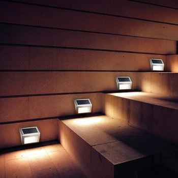 3 LEDs na Parede Exterior de Luz Moderno movido a energia Solar Lâmpada Com o Smart Sensor de Iluminação à prova d'água IP65 Para Fora Escadas Caminho Jardim