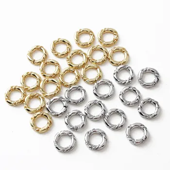 10PCS Banhado a Ouro 18K 8mm abrir o anel de Jóias que faz Fornece Ferramentas Diy Brincos de bronze acessórios Componentes